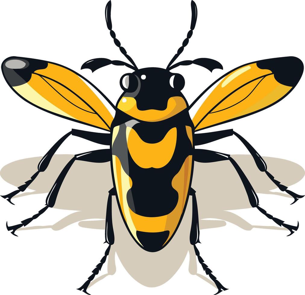Cartoon Illustration of a Yellow and Black Beetle vector