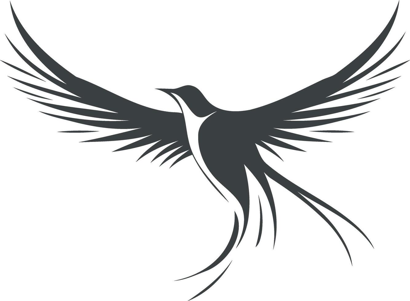 Stylish black and white illustration of a flying bird vector
