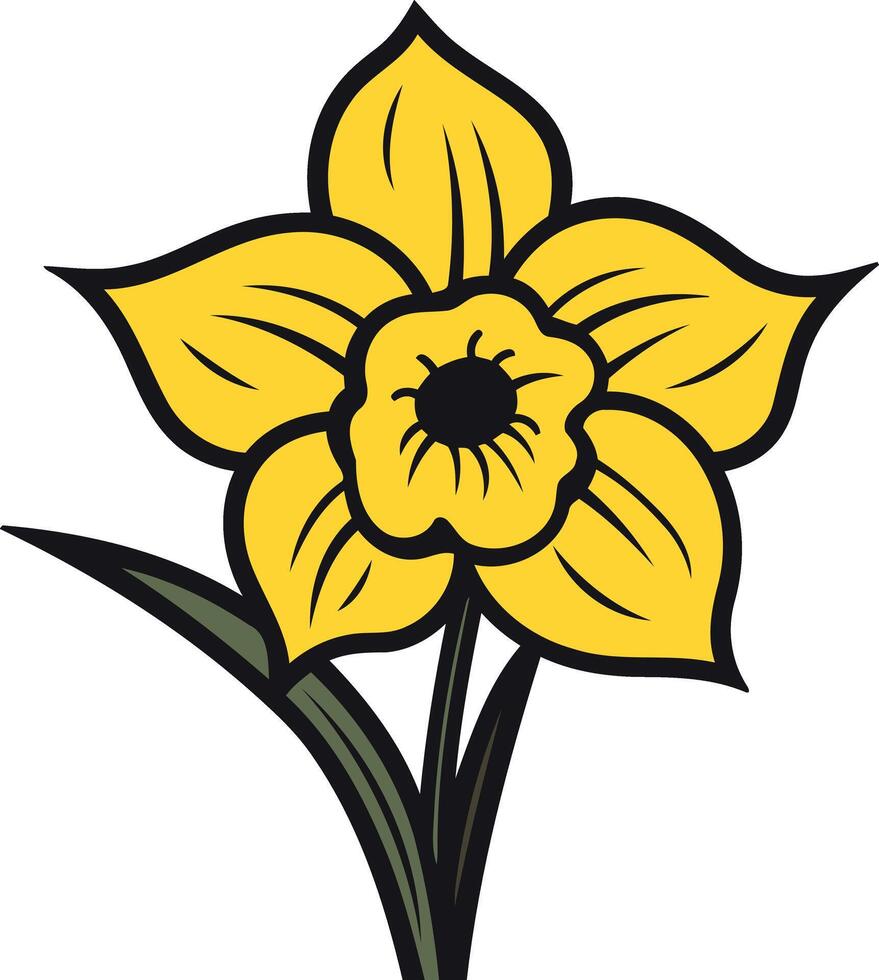 A simple, stylized illustration of a yellow daffodil, perfect for spring-themed designs vector