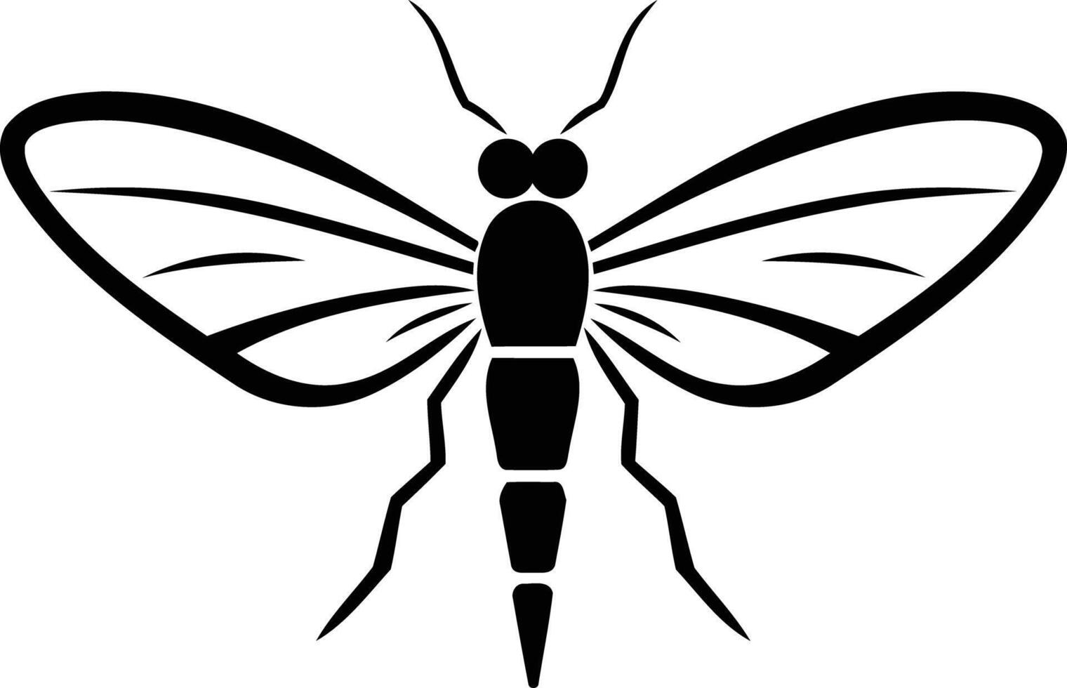 Simple black and white silhouette of a fly, perfect for branding, logos, or iconography vector