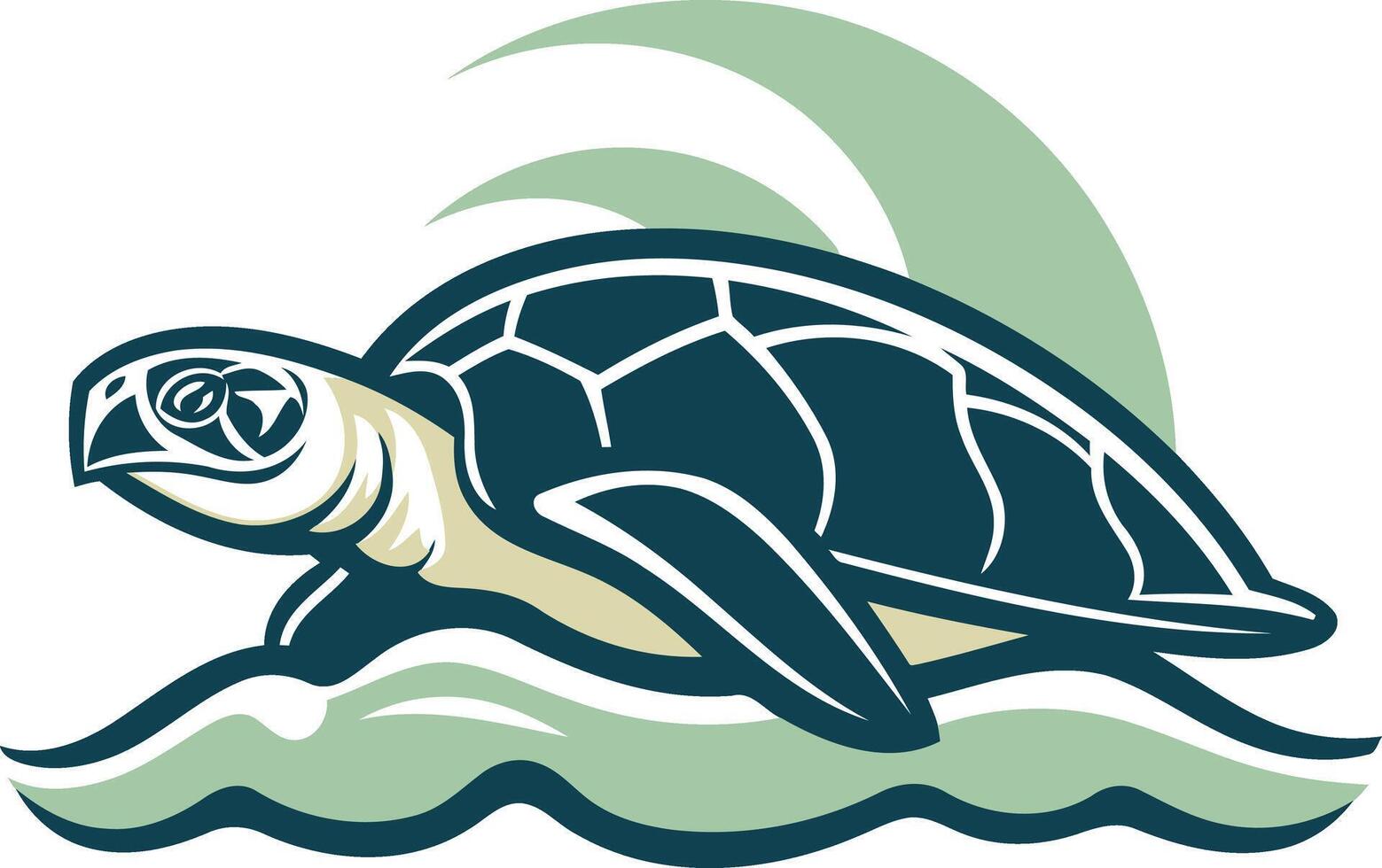 A stylized illustration of a sea turtle swimming in the ocean vector