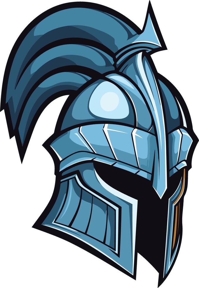 A striking illustration of a blue and silver spartan helmet, perfect for adding a powerful and symbolic touch to your designs vector
