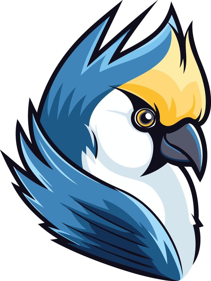 A bold and colorful illustration of a bird's head, perfect for sports teams, logos, and branding vector