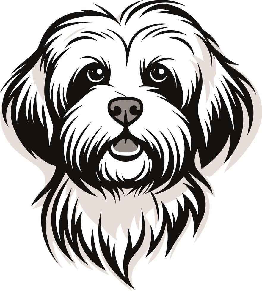 Cute Dog Portrait in Black and White vector