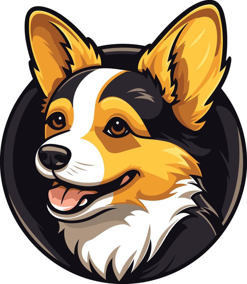 Cute cartoon illustration of a corgi dog with a playful expression, perfect for branding, merchandise, and social media vector
