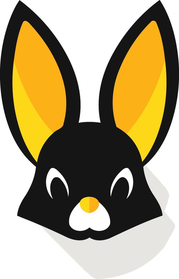 Cartoon Black Rabbit with Yellow Ears vector