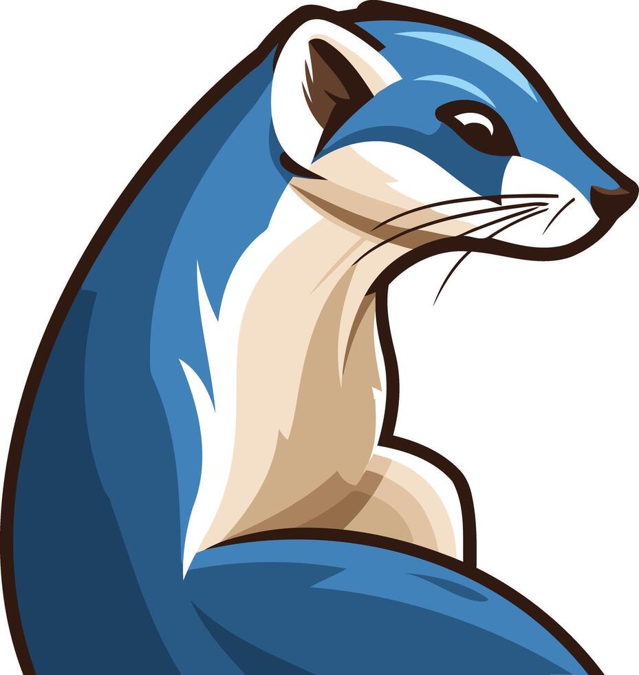 Blue and White Cartoon Weasel vector