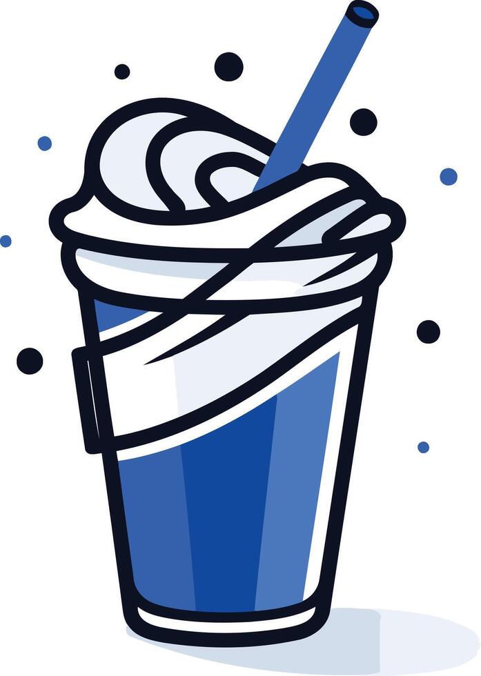 Cartoon Illustration of a Blue Slush with Whipped Cream vector