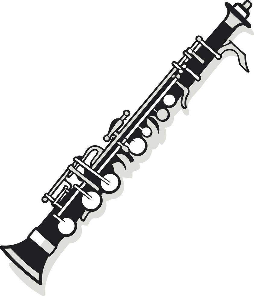 Black and White Illustration of a Clarinet vector