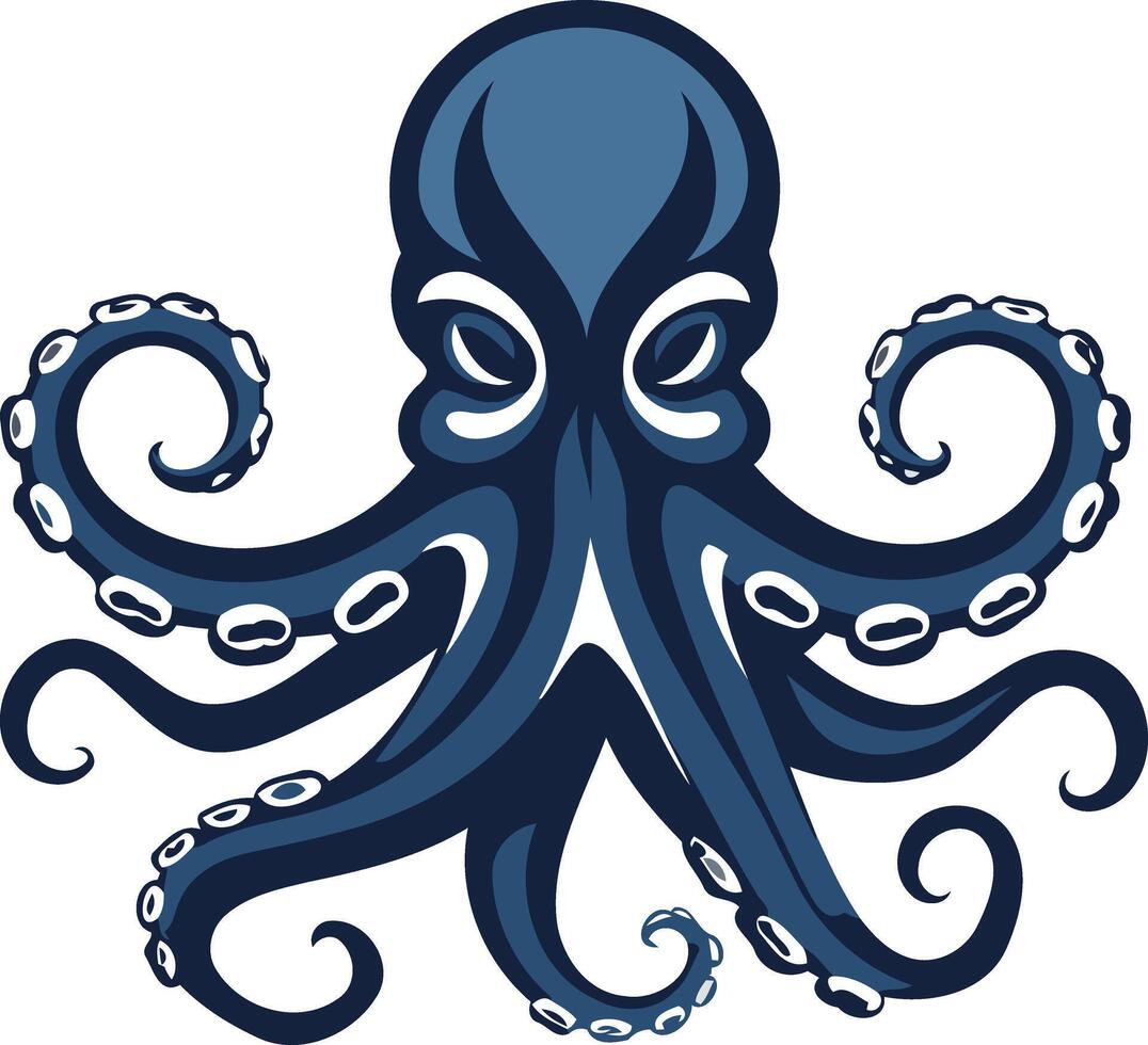 Powerful and striking, this blue octopus illustration is perfect for branding, designs, and more vector