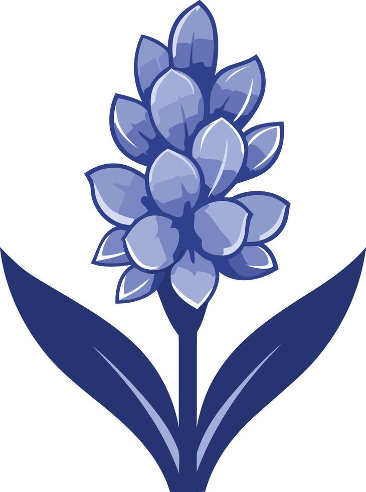 Blue Hyacinth with Elegant Leaves vector