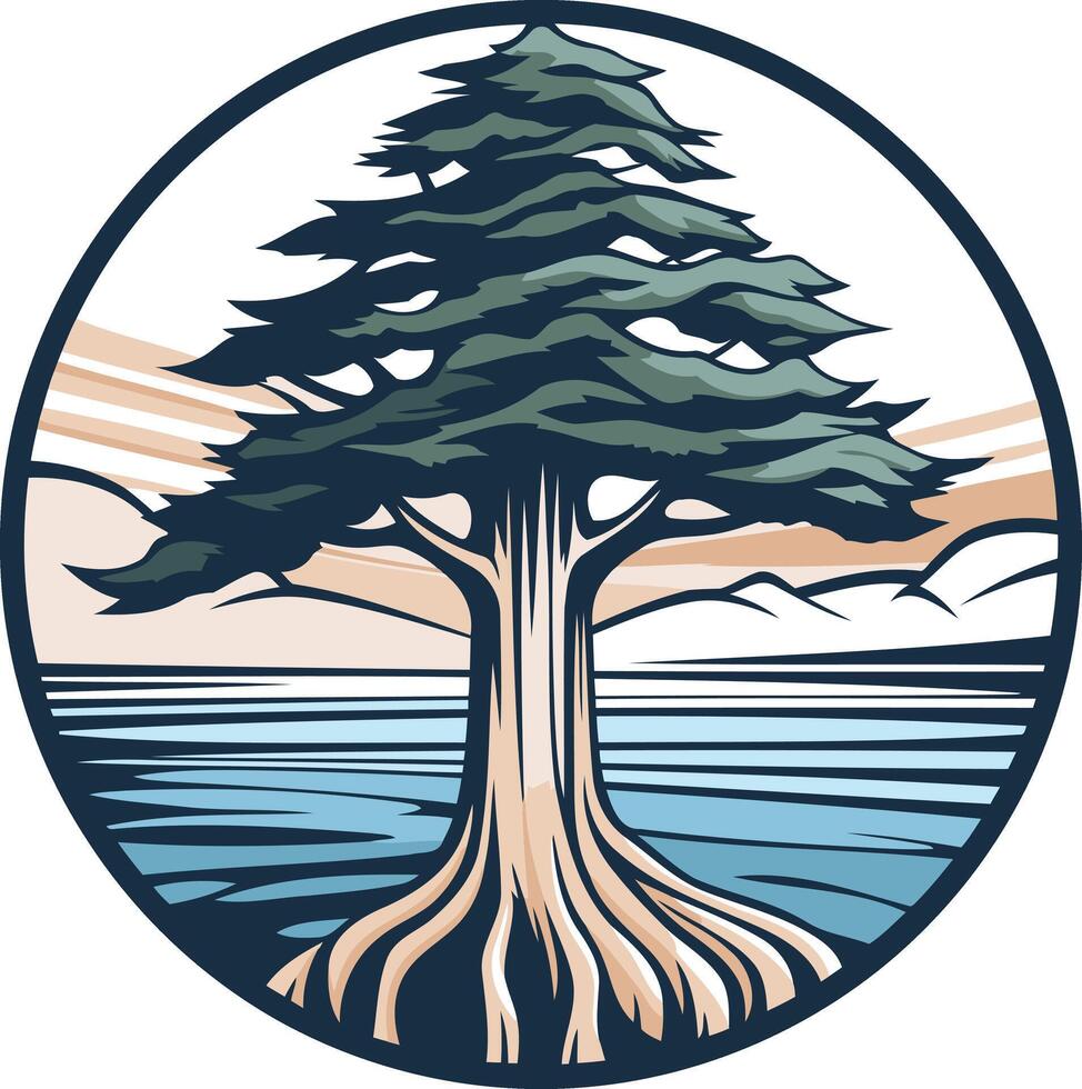 Cedar Tree by the Sea vector