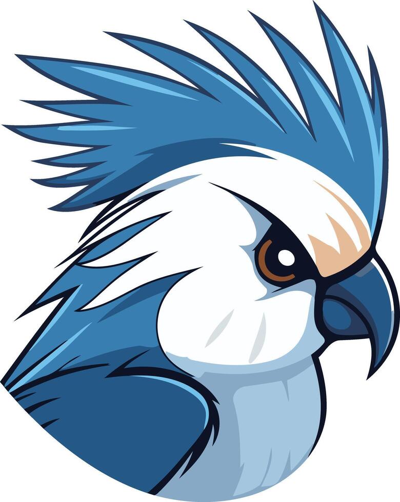 A vibrant and detailed illustration of a blue and white bird's head, perfect for branding or mascot design vector