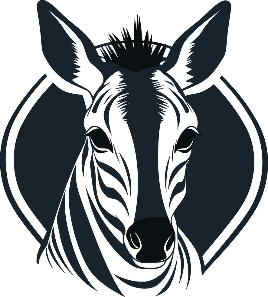 Black and White Zebra Head Portrait vector