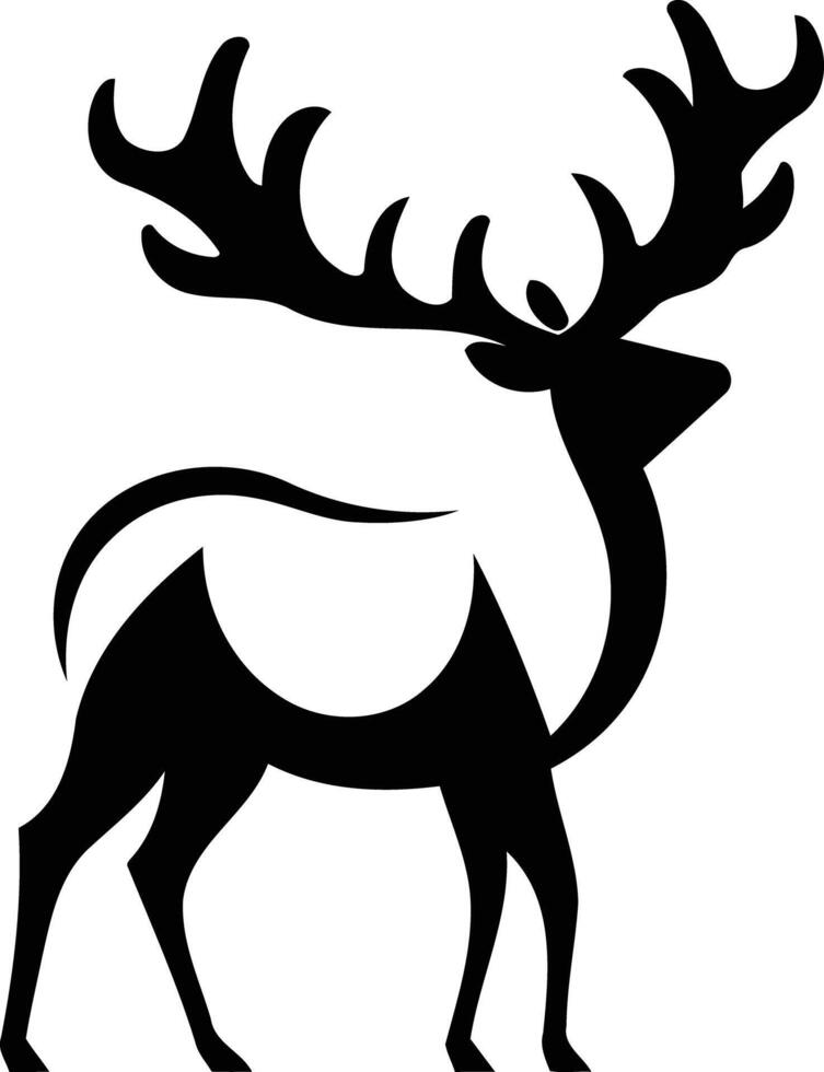 Simple black silhouette of a deer with large antlers vector