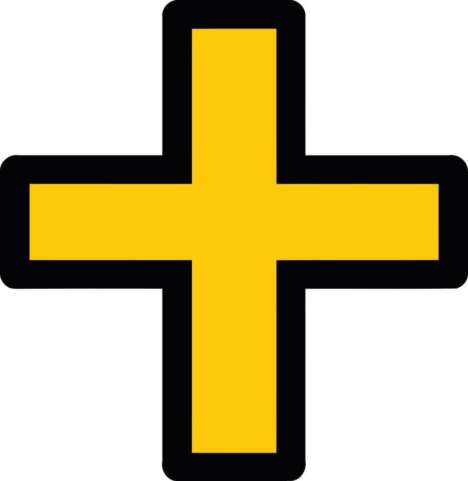 Yellow Cross with Black Outline vector