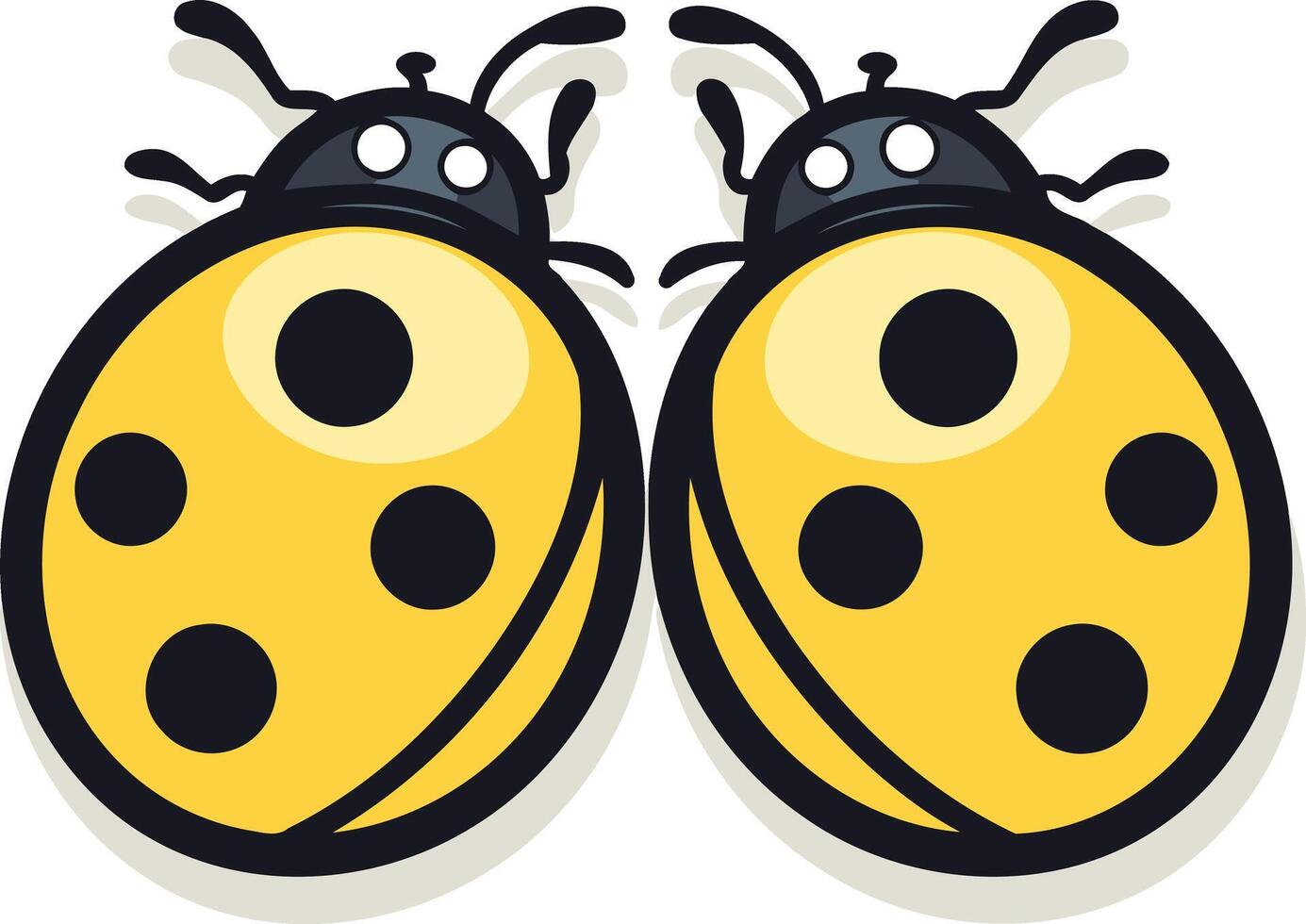 Two Yellow Ladybugs Facing Each Other vector