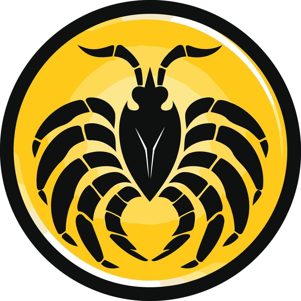 Black Spider on Yellow Circle vector