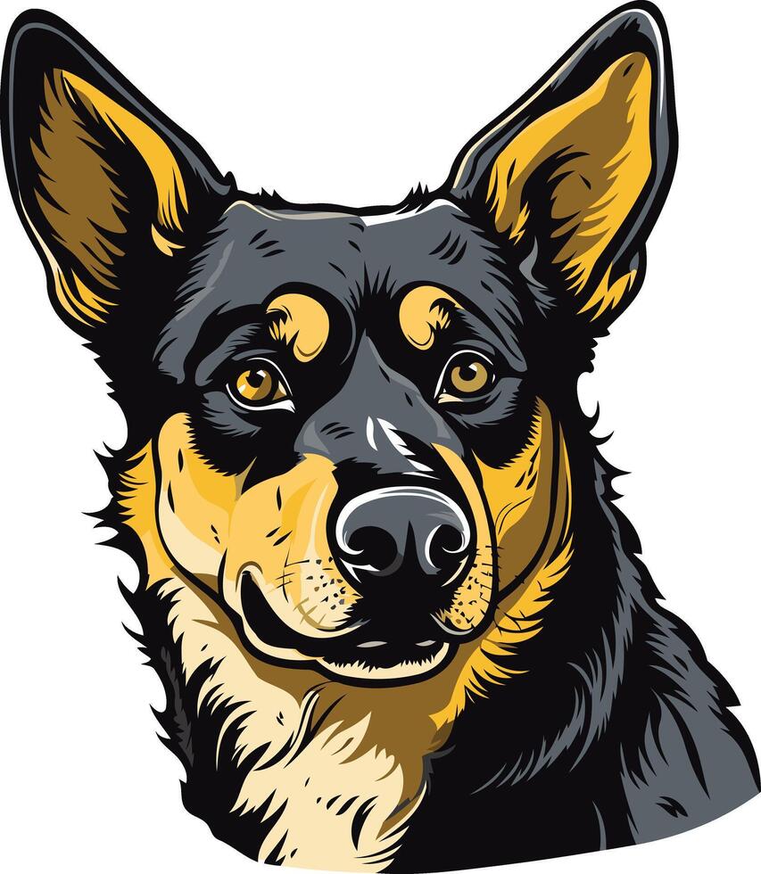 Portrait of a Black and Tan Australian Shepherd vector