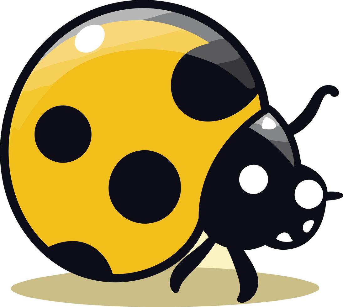 Cartoon Ladybug with Yellow Shell and Black Spots vector