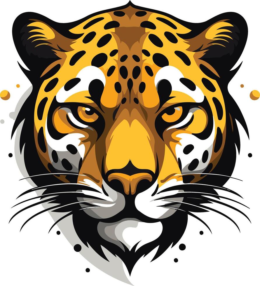 A bold, graphic illustration of a cheetah's face, perfect for branding, apparel, and more vector