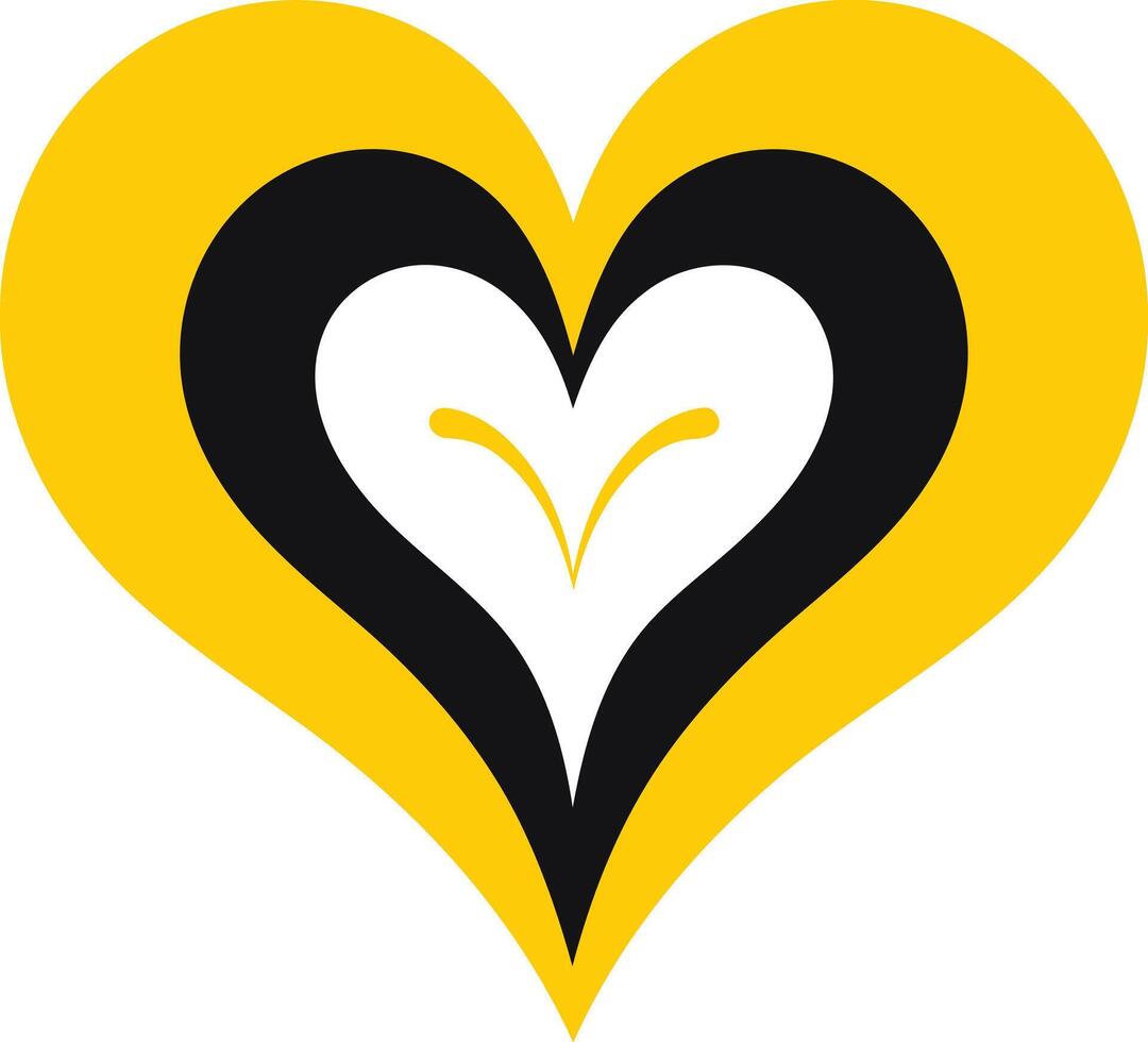 Yellow and Black Heart Design vector