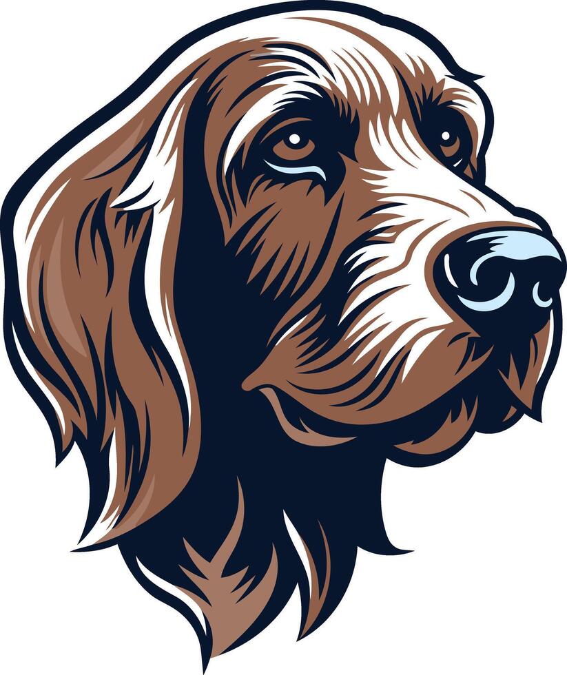 A detailed illustration of a dog's head, featuring a close-up view of its face vector