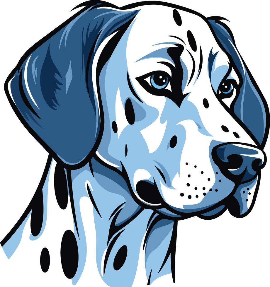 Blue Dalmatian Portrait Illustration vector