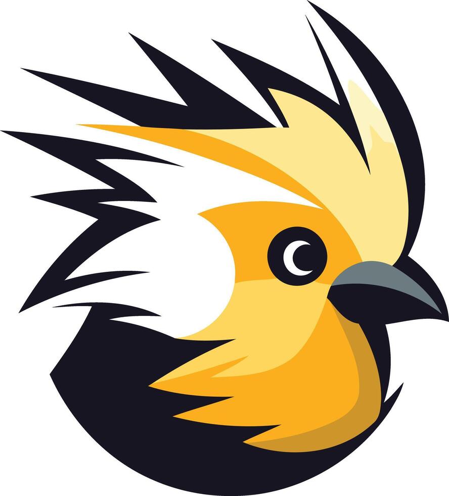 A stylized bird with a yellow crest and black and white feathers vector