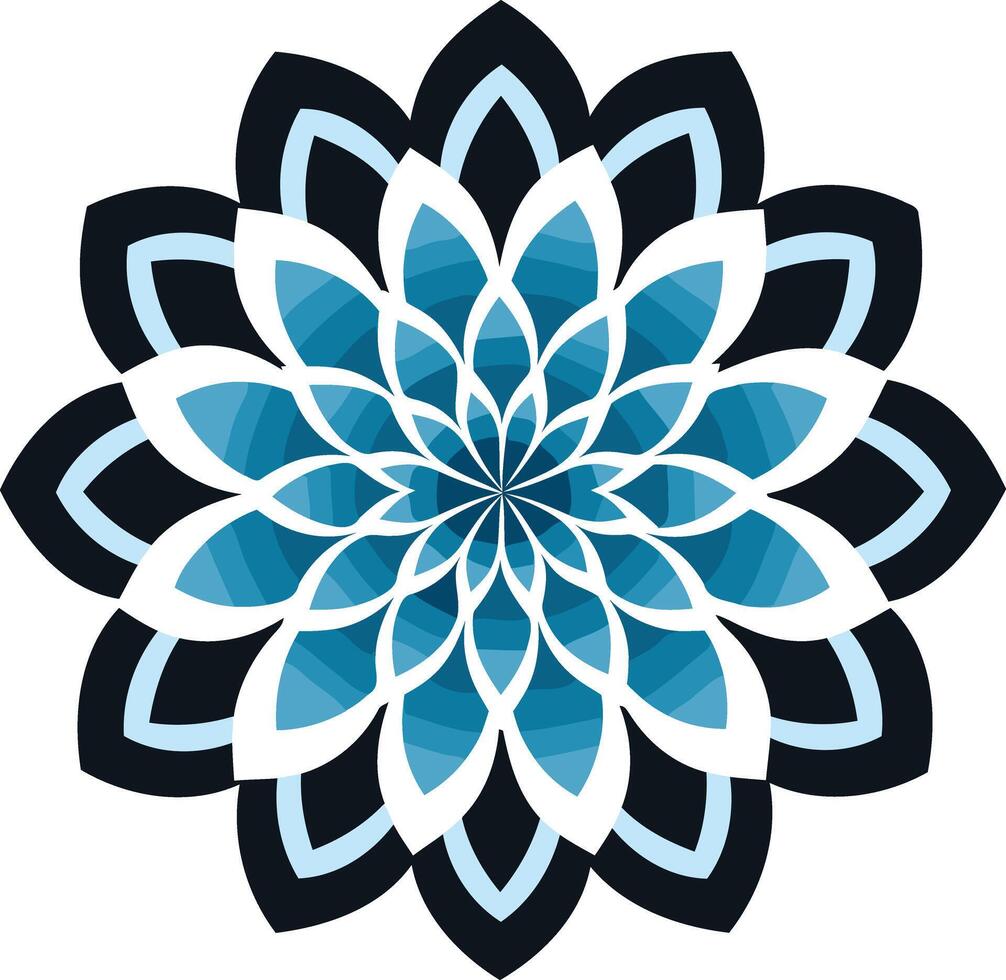 Abstract Flower Mandala with Blue and Black Colors vector