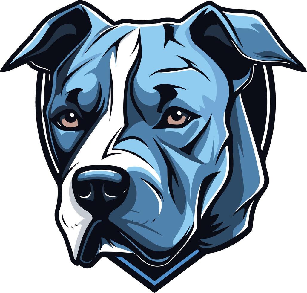 A powerful and expressive illustration of a blue and white pit bull terrier, perfect for branding, logos, and merchandise vector