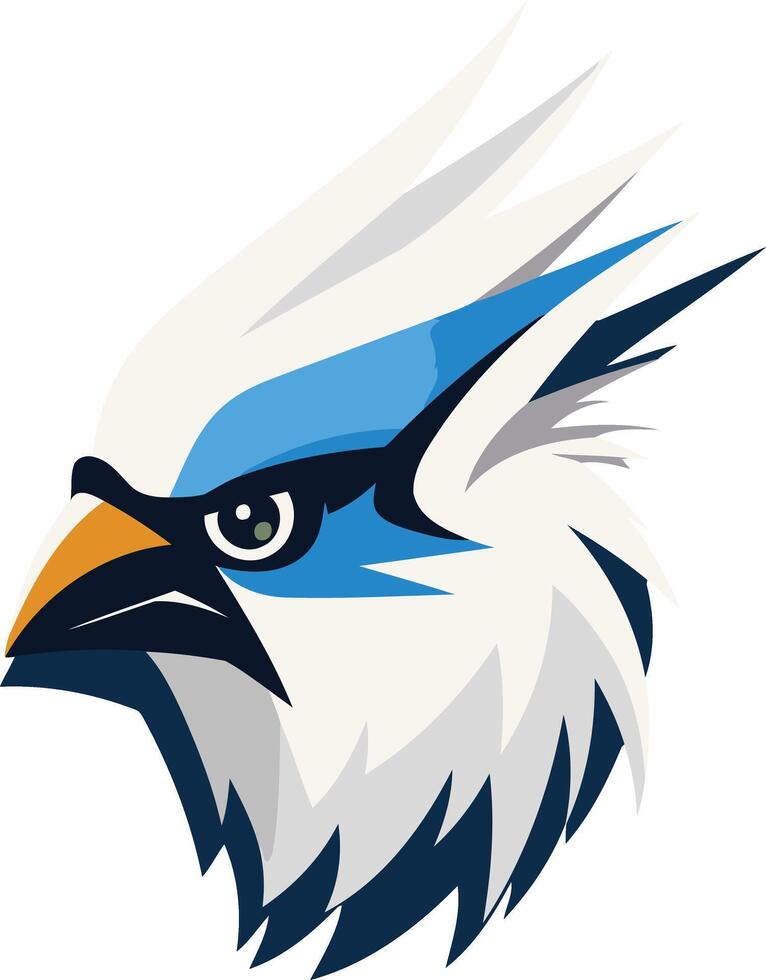 A bold and striking logo design featuring a stylized bird head with sharp, defined features vector