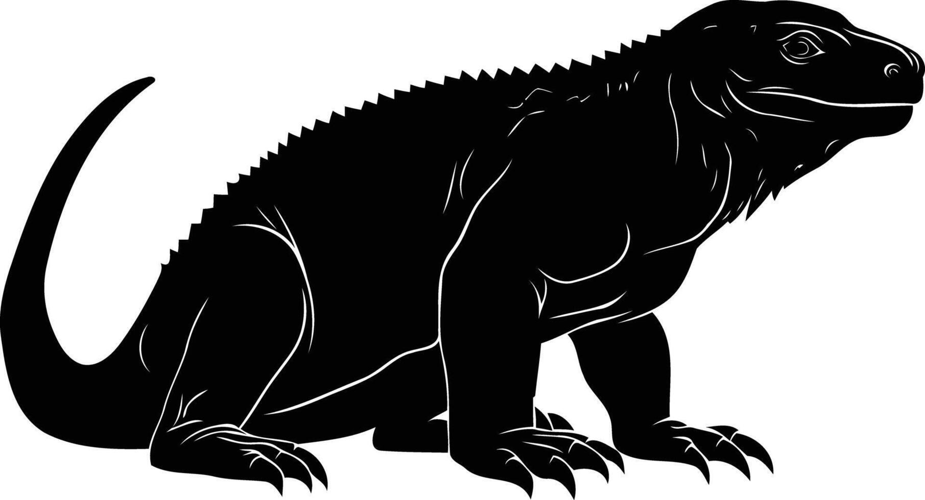 A striking black silhouette of an iguana in a dynamic pose, perfect for adding a touch of exoticism to your designs vector