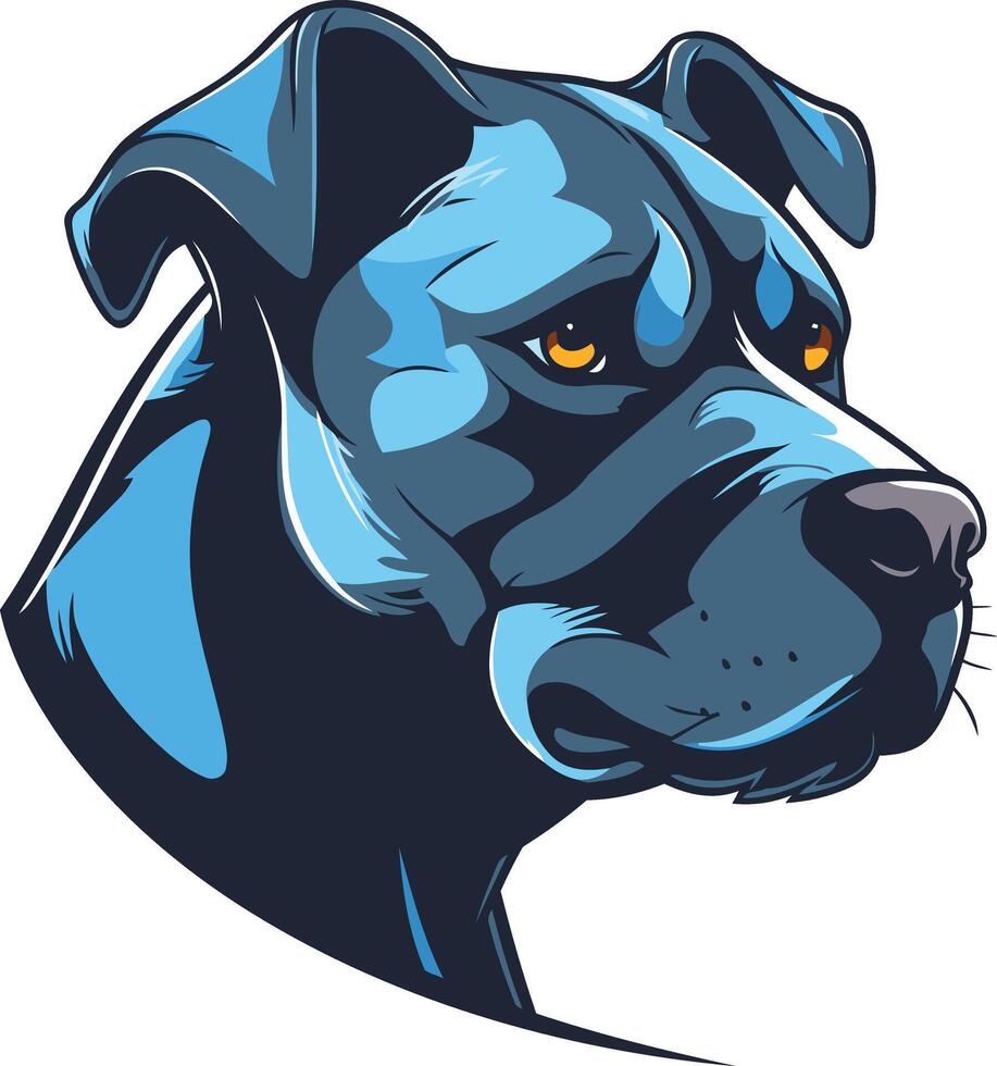 A powerful and fierce looking pit bull with a blue and black color scheme vector