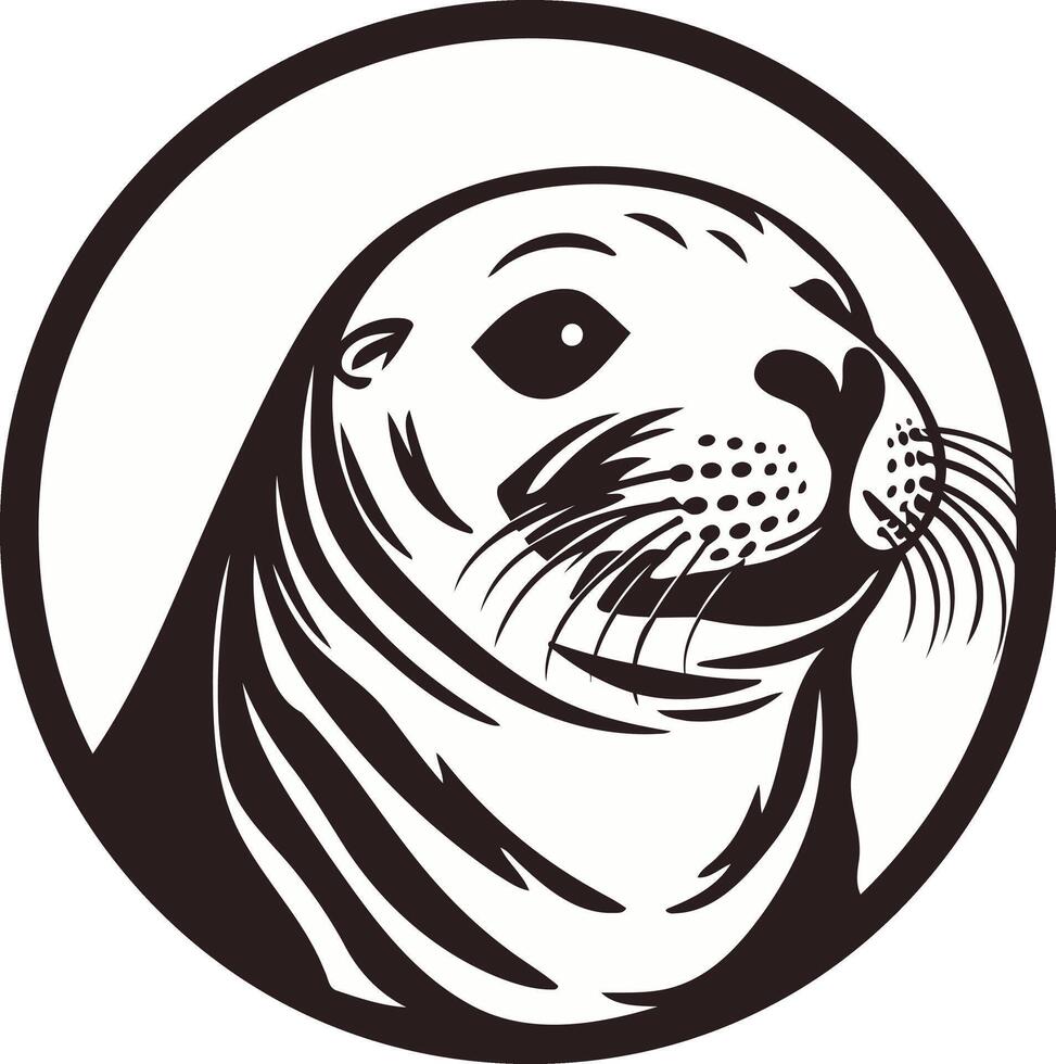 Seal Portrait in a Circle vector