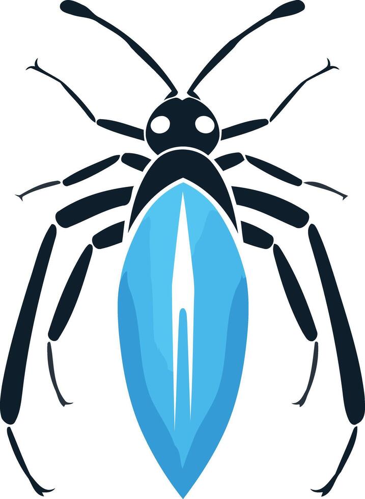 Abstract Bug Illustration with Blue and Black vector