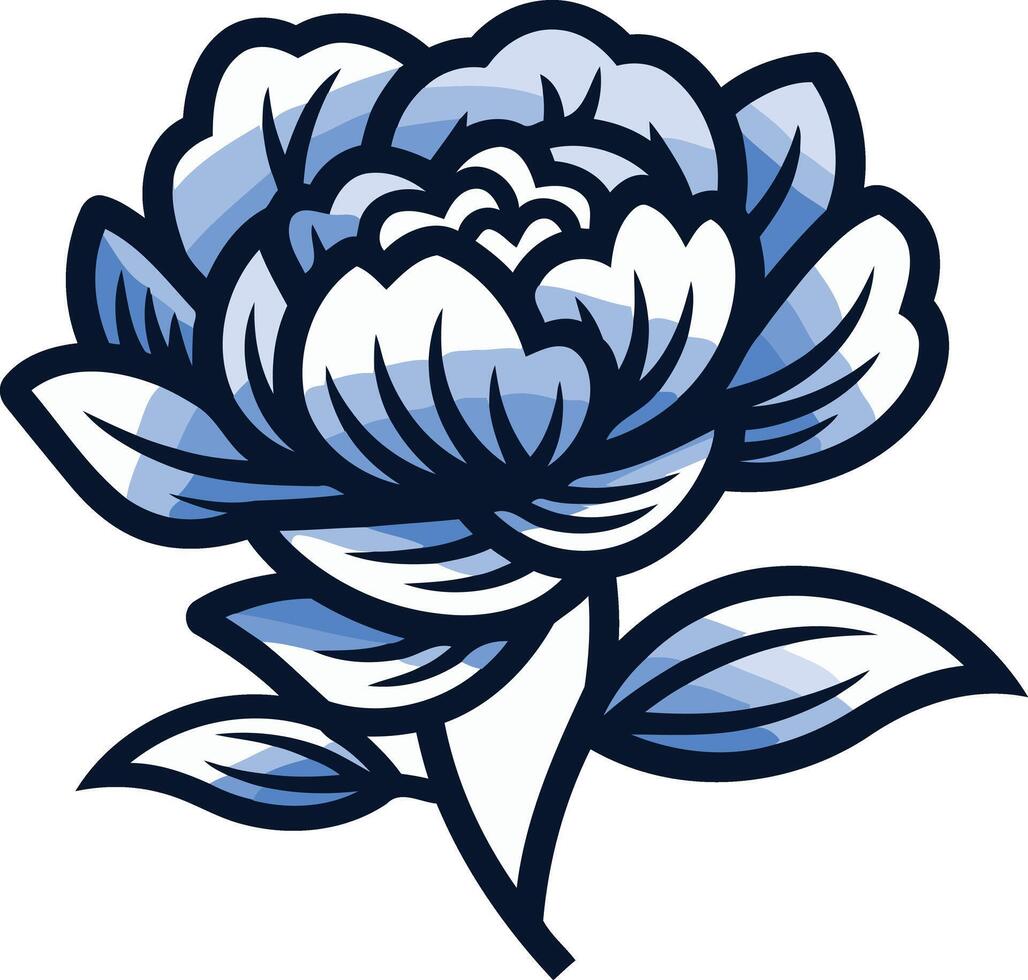 Blue Watercolor Peony Flower vector