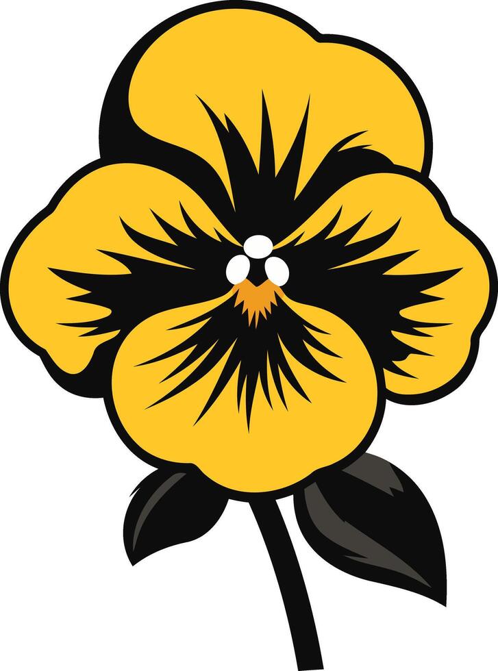 Single Yellow Pansy Flower with Black Center vector