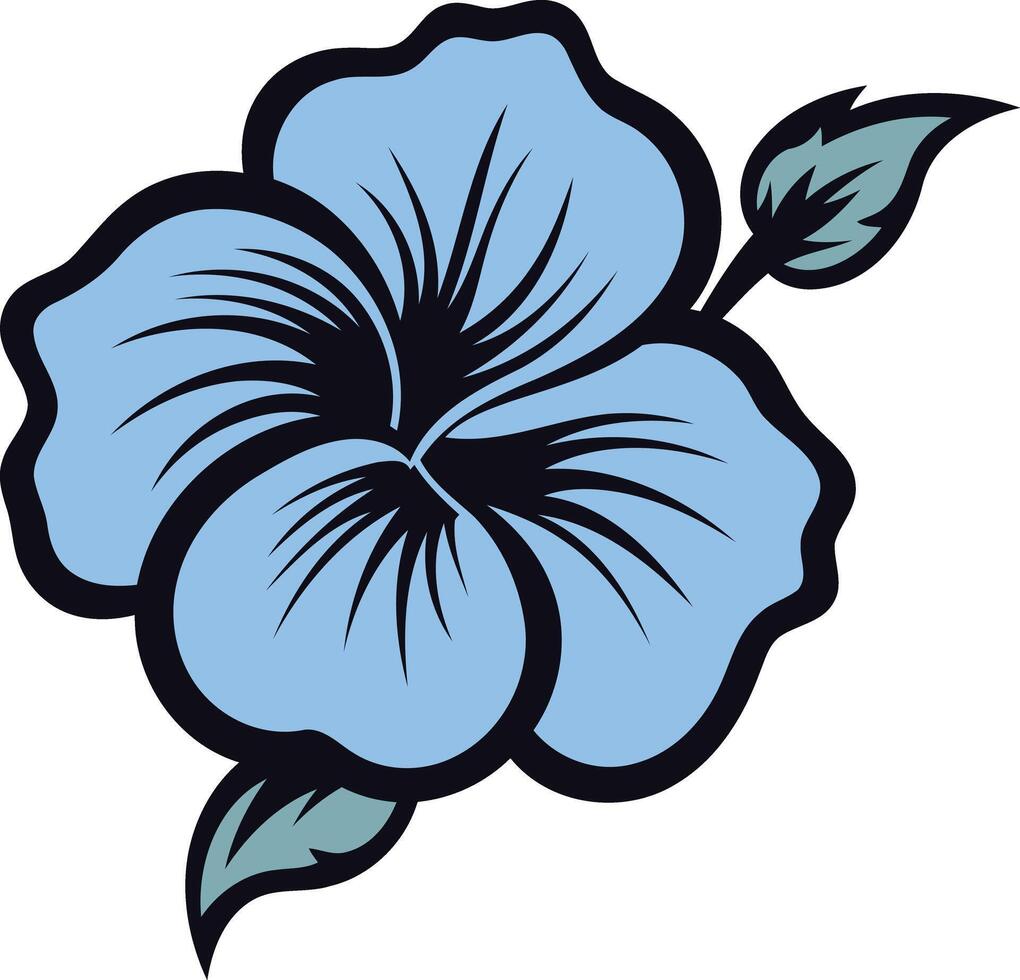 A simple, bold illustration of a blue hibiscus flower, perfect for adding a touch of tropical flair to your designs vector