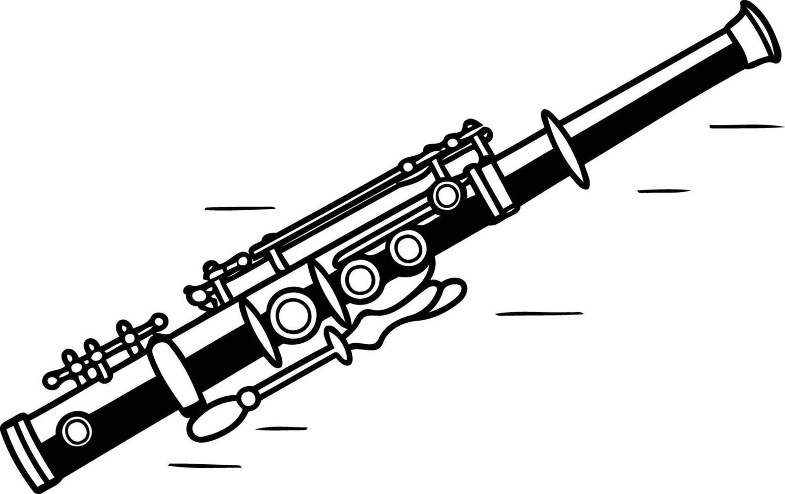 A simple black and white illustration of a clarinet vector