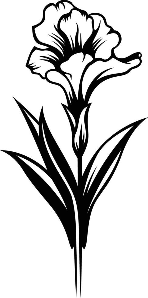 Simple black and white silhouette of a flower vector