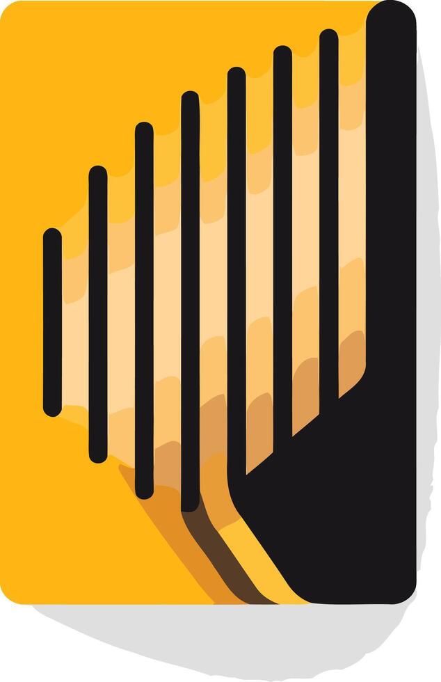 Abstract logo design with yellow and black color scheme, featuring vertical lines forming a shape resembling a musical note or a stylized mountain range vector