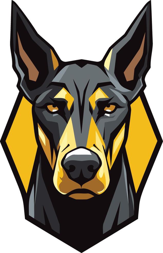 Powerful doberman pinscher head in a bold graphic style vector