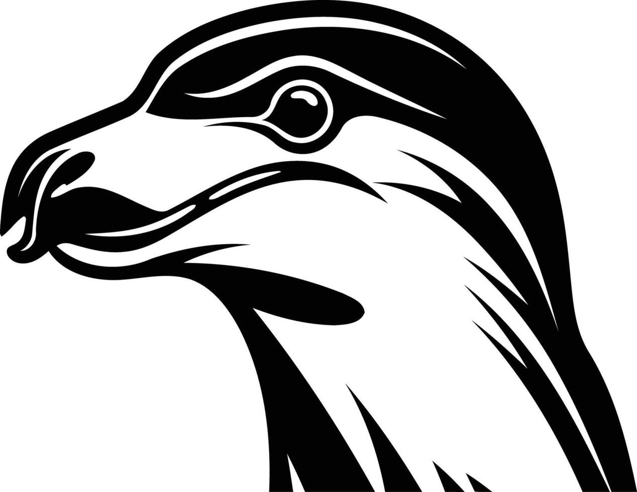 Sharp and bold black and white illustration of a bird's head, perfect for logo design, branding, or wildlife imagery vector