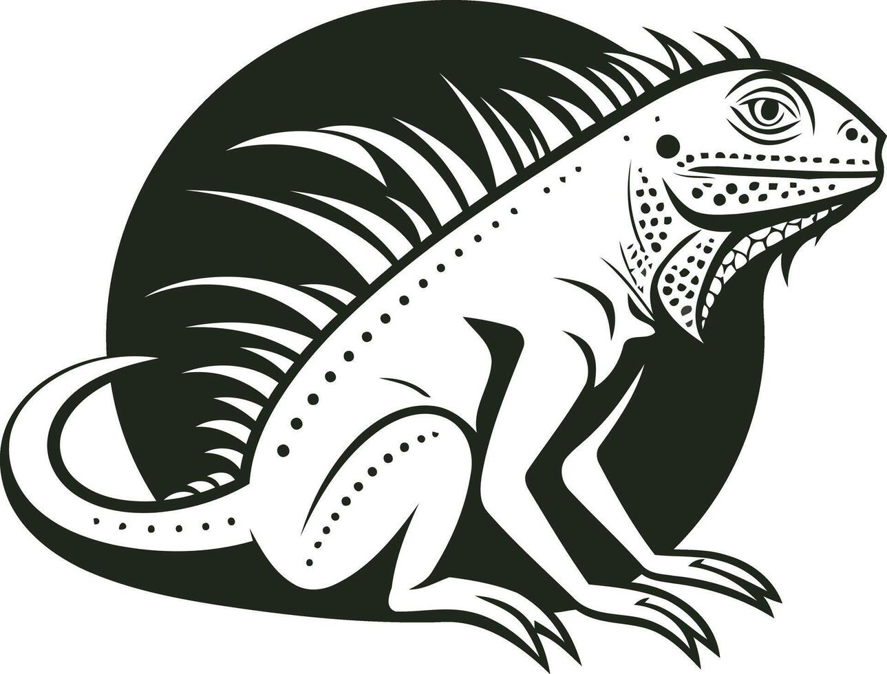 Black and White Illustration of an Iguana vector