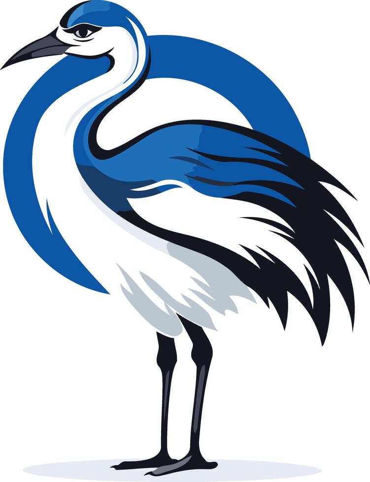 Blue and White Crane Illustration vector