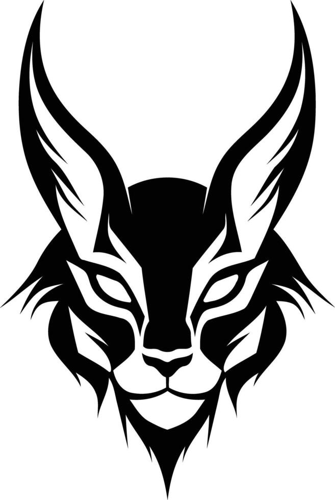 A fierce and stylized black and white tattoo design of a wildcat's face vector