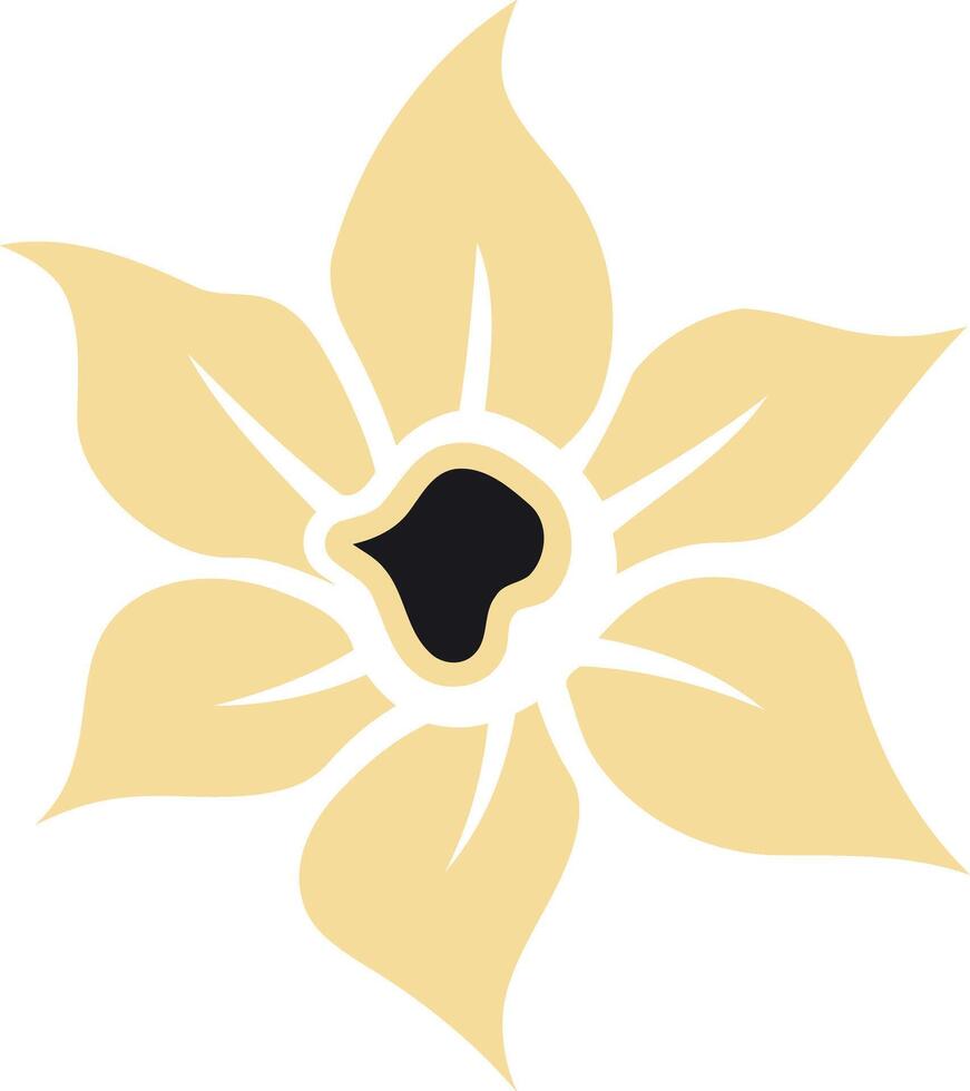 A simple yet elegant stylized flower design in yellow with a black center vector