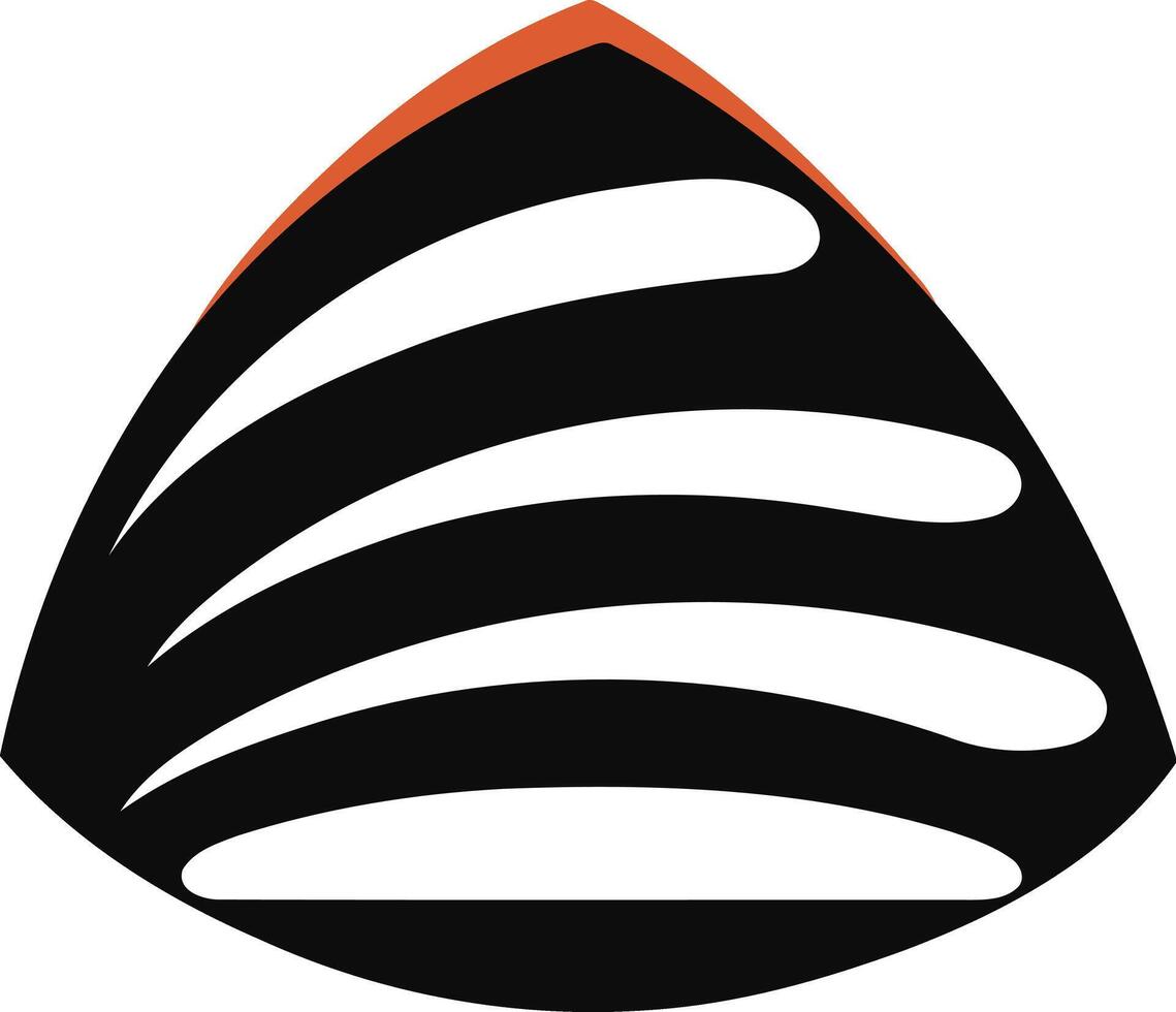 Abstract logo with a modern, minimalist design featuring three white lines on a black background and a red outline vector