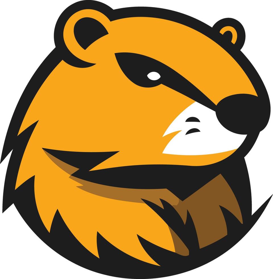 A bold, cartoon-style logo featuring a fierce-looking badger with sharp eyes and a defined snout vector